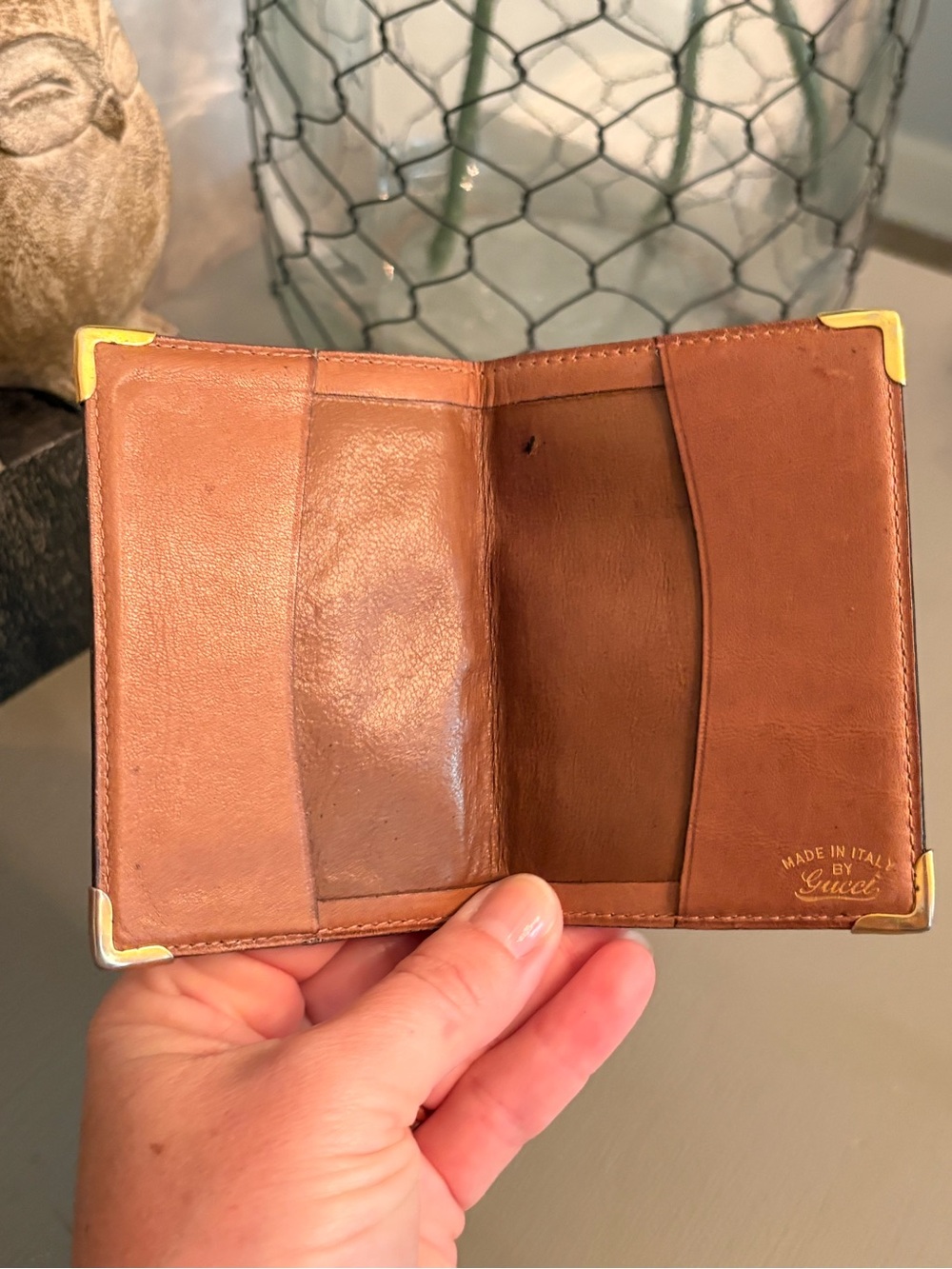 Gucci Monogram Canvas Card Holder in Brown Leather Trim - Picture 3 of 7